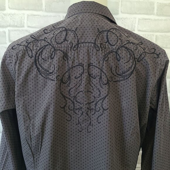 Vintage Diesel Mens Long Sleeve Shirt Gray Embroidered Sun Fade Grunge Lg - Picture 4 of 9